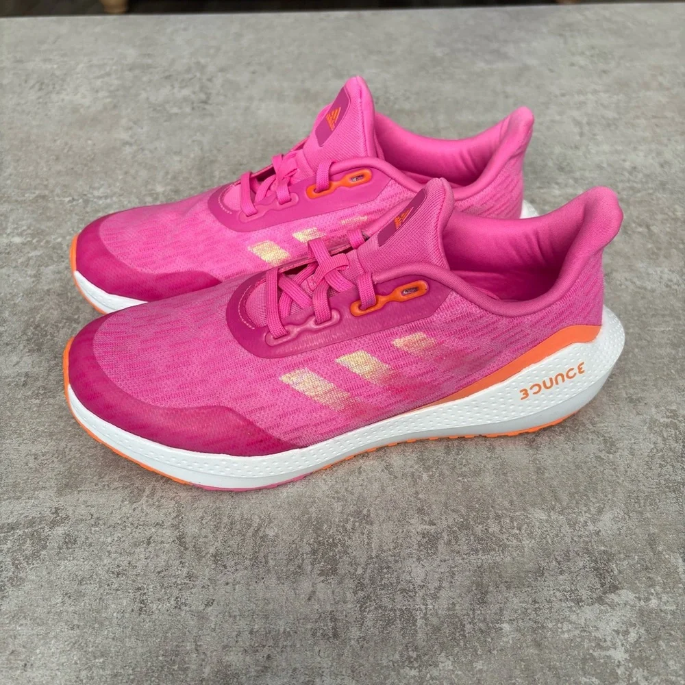 Adidas Bounce Unisex  Screaming Pink Lace up Running Shoes M 6.5 W 8,5 worn once